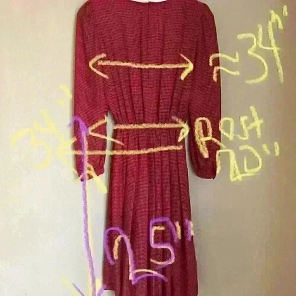 Vtg Retro 80s Mammina Tokyo Chiffon Dress Plaid Re - Picture 7 of 11